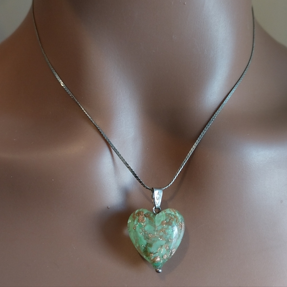 Sterling Silver Heart Pendant Necklace 18kgf